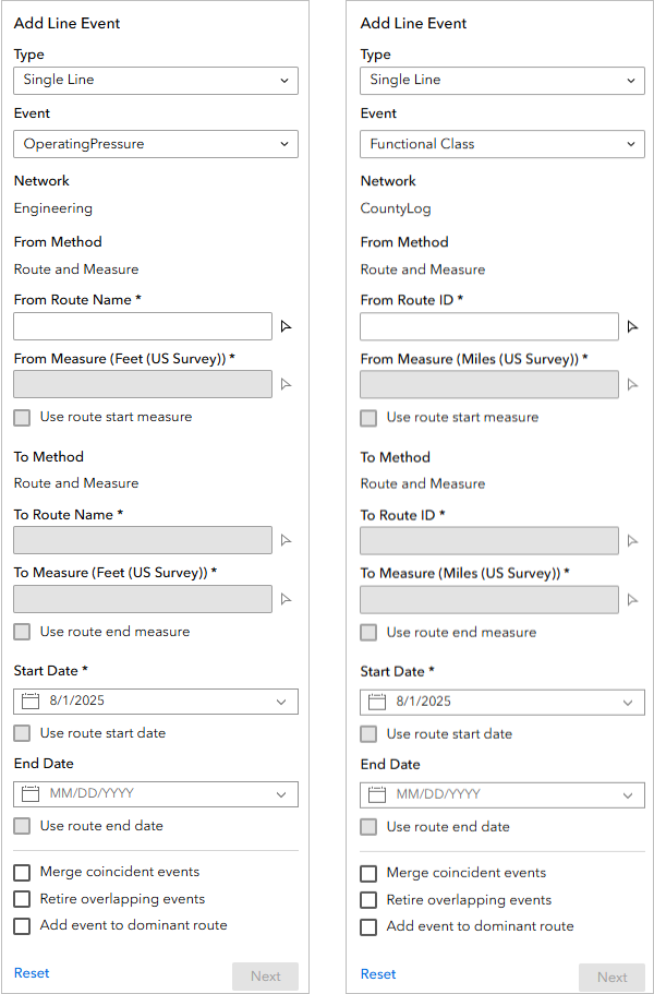 The Add Line Event widget panel